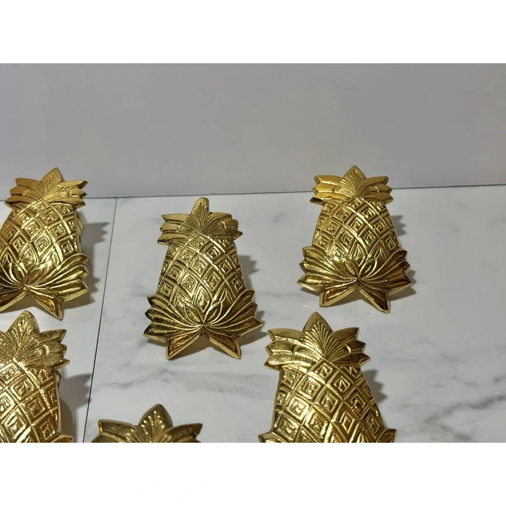 Set 8 Vintage Pence 1980's Brass Pineapple Napkin Rings